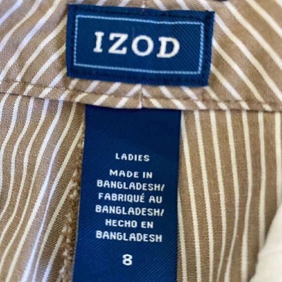 Women's Izod Stretch Tan Striped Cargo Golf Shorts Size 8 - Picture 6 of 11